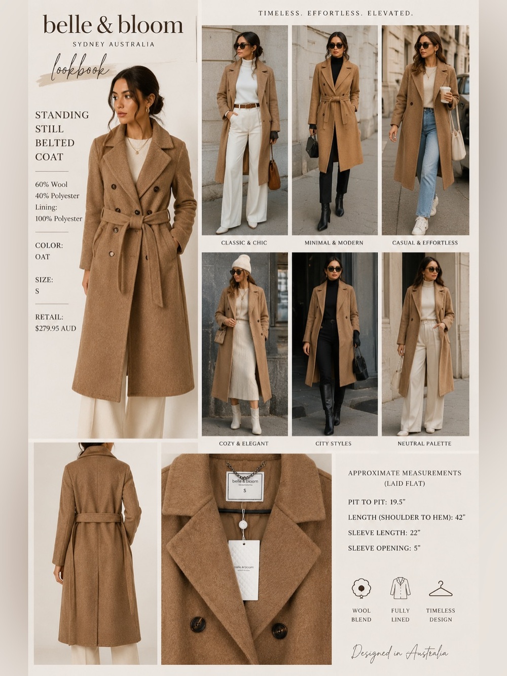 🍂 Belle & Bloom Standing Still Belted Coat NWT